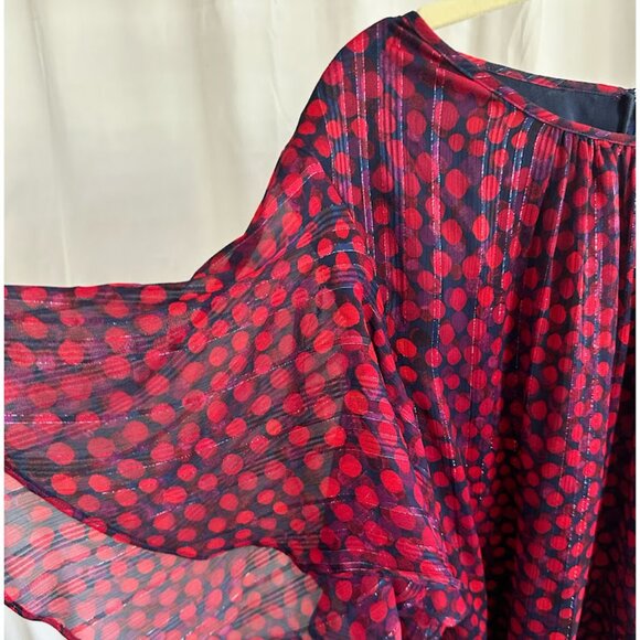 Tahari ASL Women's Plus 24W Navy dress with red/purple polka dots - Picture 2 of 11